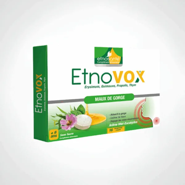 ETNOSANTE ETNOVOX MAUX DE GORGE MIEL CITRON 16 COMPRIMES