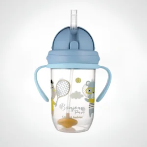 CANPOL BABIES TASSE ANTI ECLABOUSSURE AVEC PAILLE 270ML BLEU