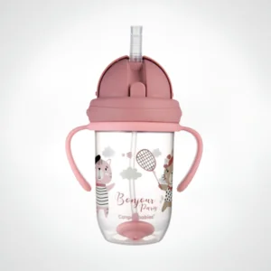 CANPOL BABIES TASSE ANTI ECLABOUSSURE AVEC PAILLE 270ML ROSE